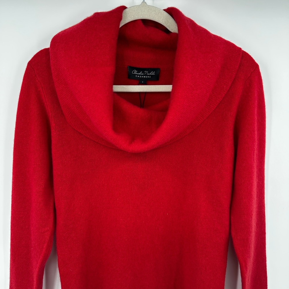 Claudia Nichole Cashmere Red Cowl Neck Sweater Size Small - Picture 2 of 9